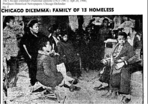 A Chicago Defender article from 1946 that chronicles the Hemmons family becoming unhoused.